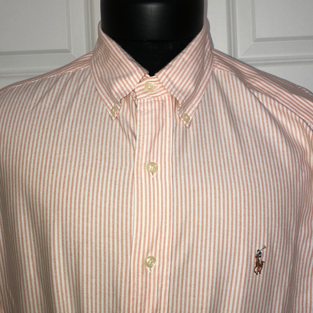 PINK AND WHITE STRIPED MEN RALPH LAUREN BUTTON UP
